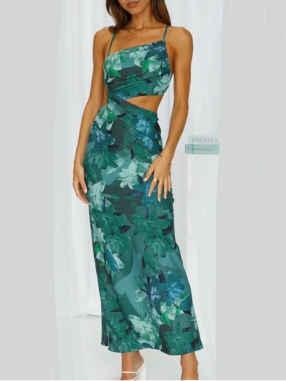 Hello Molly US 6 M Green Floral Cut Out Dress